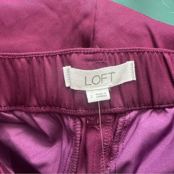 Loft Burgundy Straight Leg Trousers Size 2 Chic Workwear, Preppy Style NWT - Picture 7 of 8